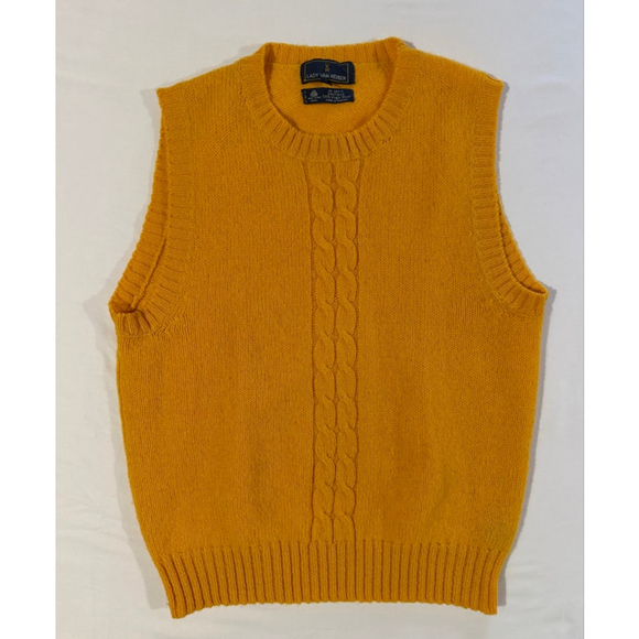 Lady Van Heusen Sweaters - VTG Lady Van Heusen S Yellow Shetland Wool Cable Knit Sweater Vest Academia Gpa